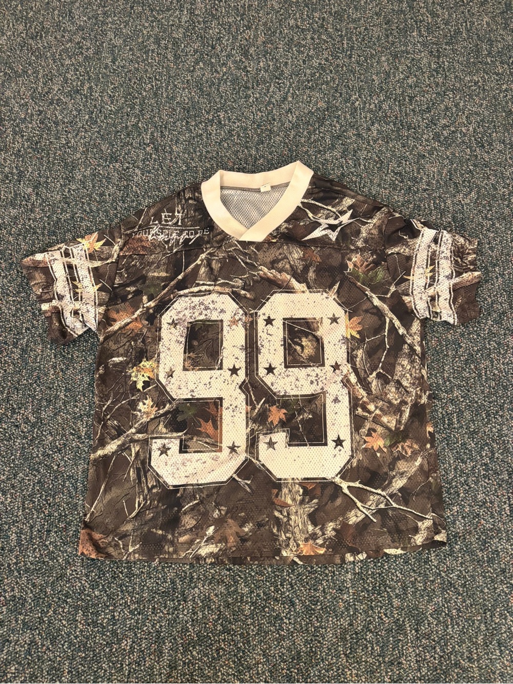 Camo Print Jersey Top with White '99' Graphic